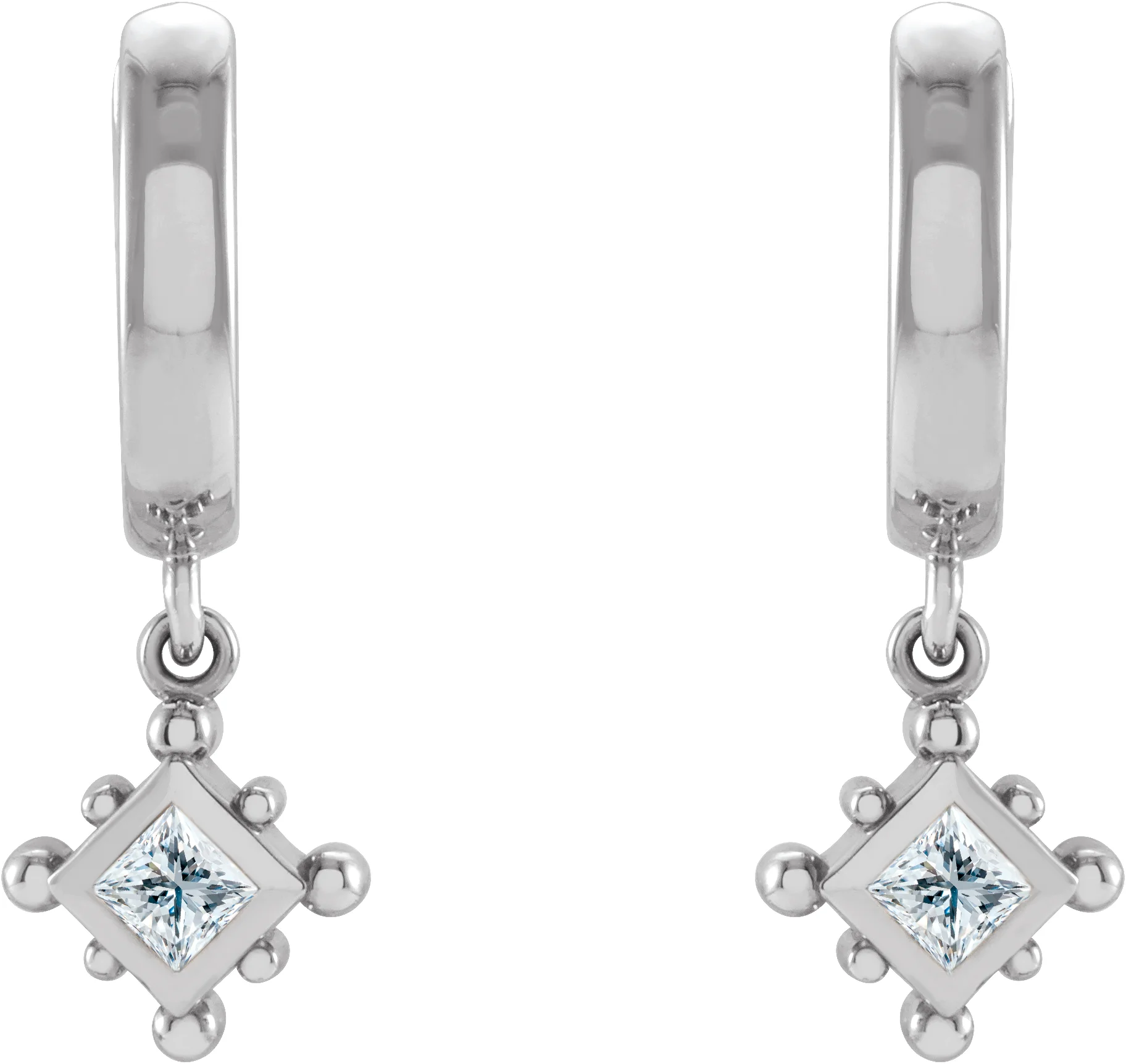 Beaded Bezel-Set Hoop Earrings, view 3