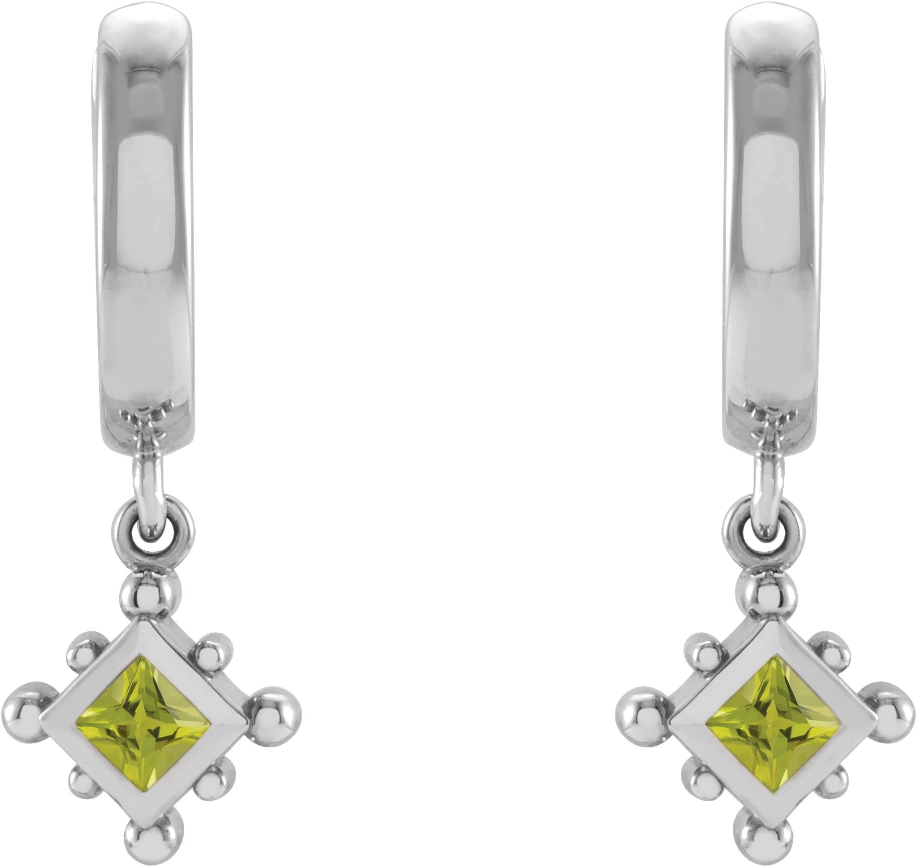 Beaded Bezel-Set Hoop Earrings view 2
