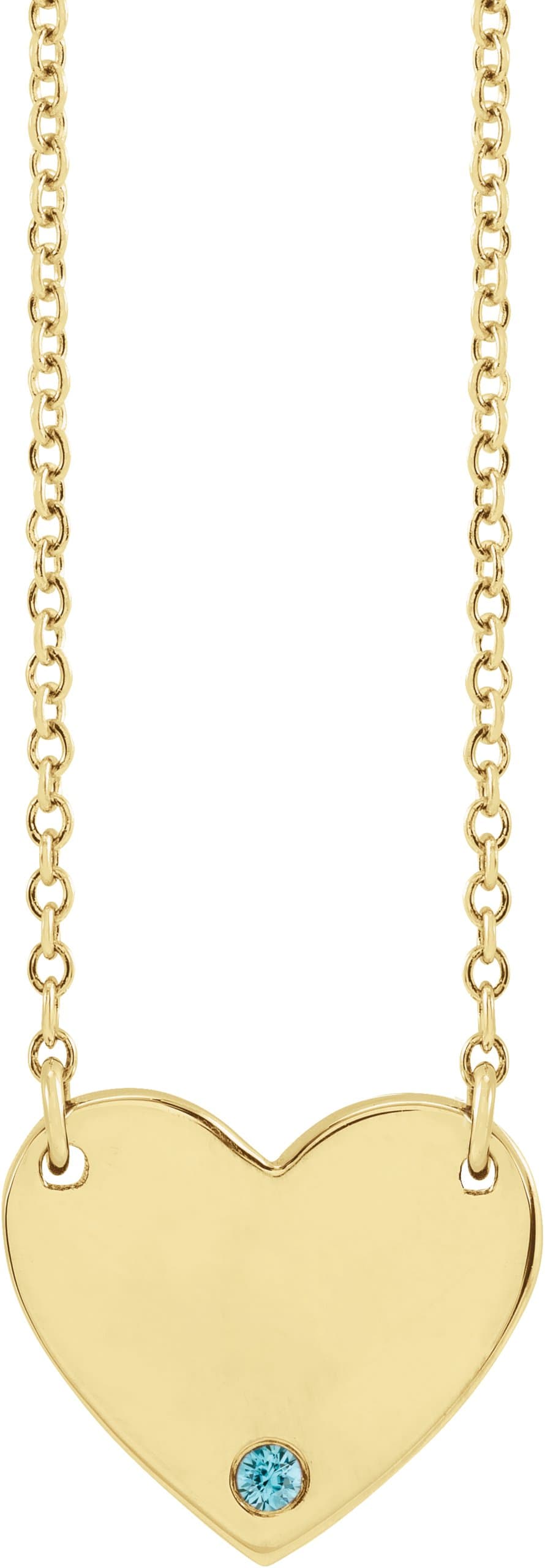 14K Rose Lab-Grown Emerald Engravable Heart 18 Necklace