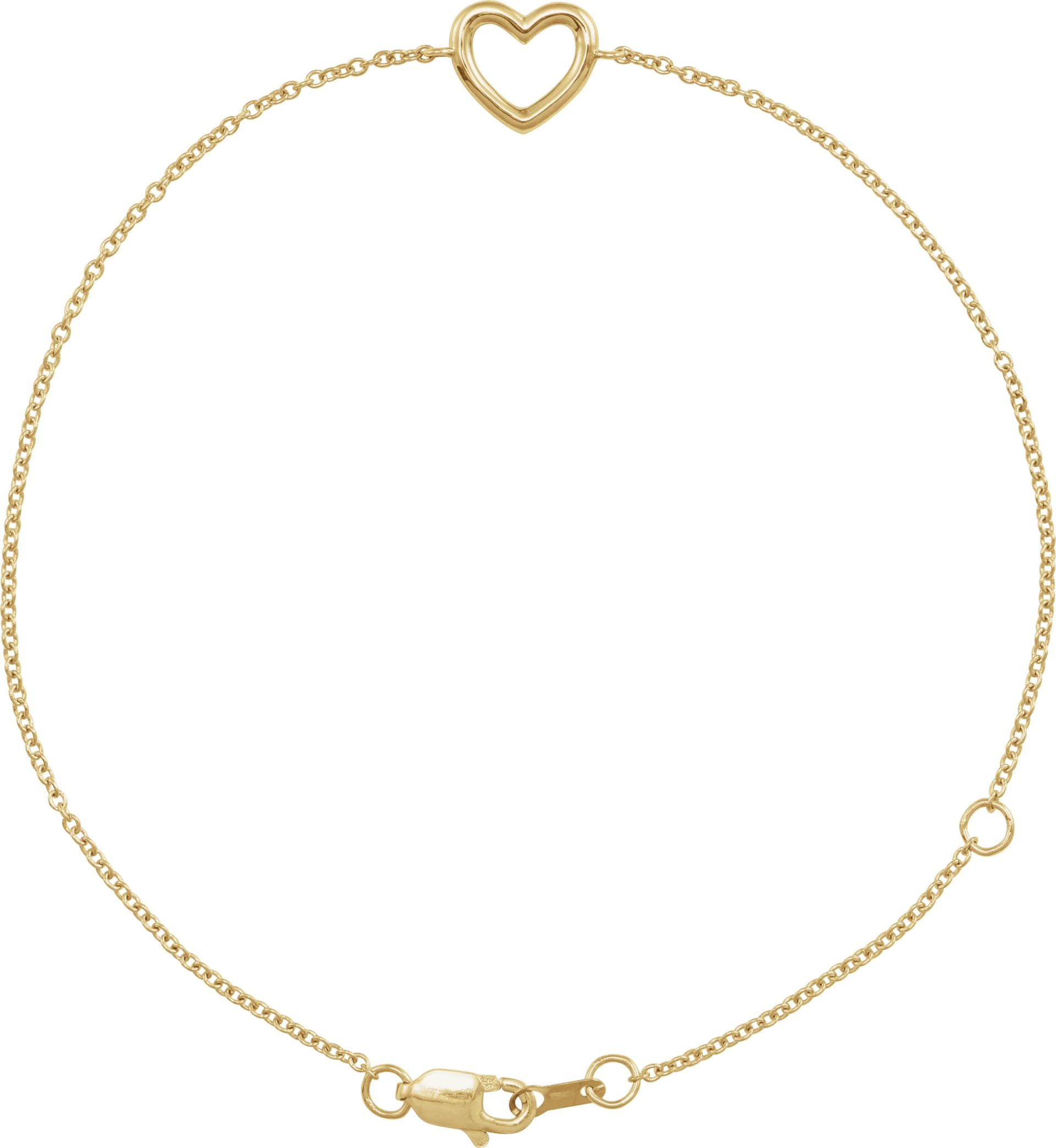 14K Rose Heart 6 1/2-7 1/2" Bracelet