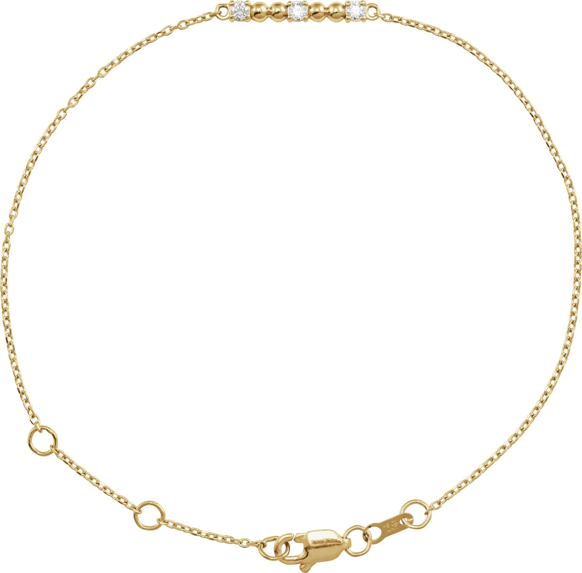 14K Rose 1/10 CTW Natural Diamond Beaded Bar 6 1/2-7 1/2 Bracelet