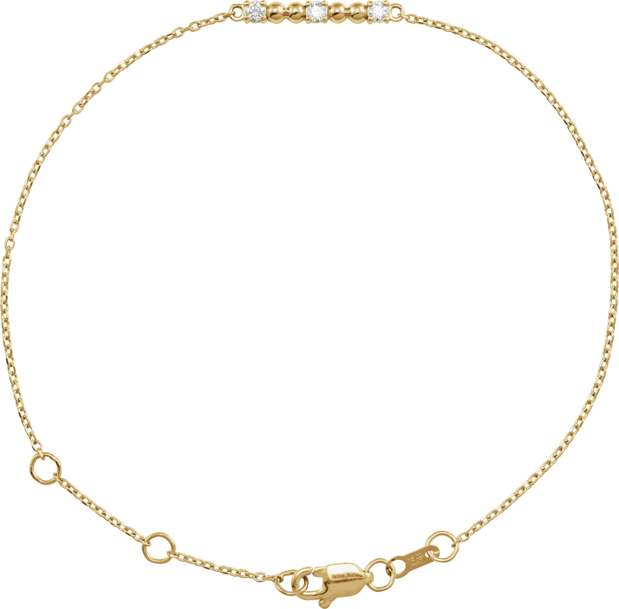 14K Rose 1/10 CTW Natural Diamond Beaded Bar 6 1/2-7 1/2 Bracelet