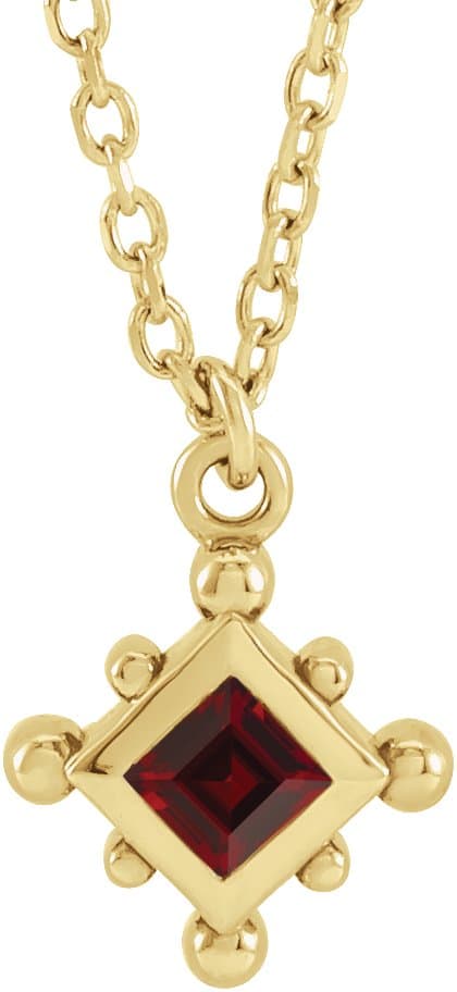 14K Rose Lab-Grown Alexandrite Bezel-Set Beaded 16-18 Necklace