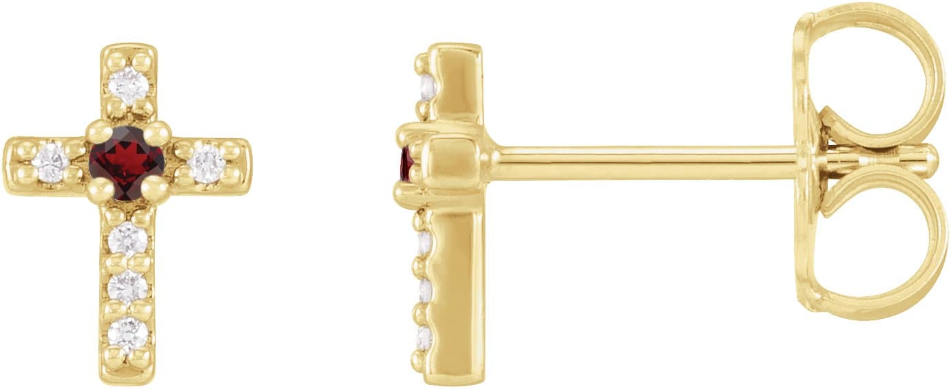 14K Rose 1/10 CTW Natural Diamond Cross Earrings