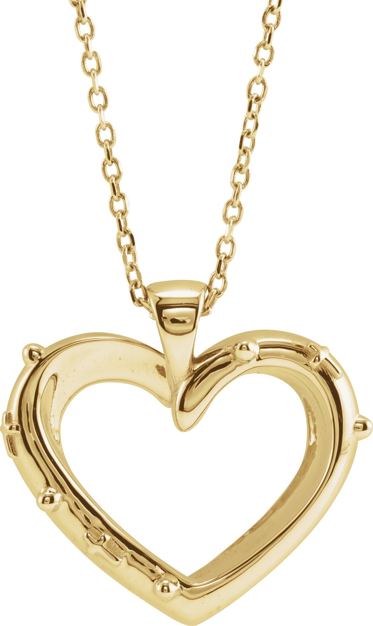 14K White Rosary Heart 16-18 Necklace