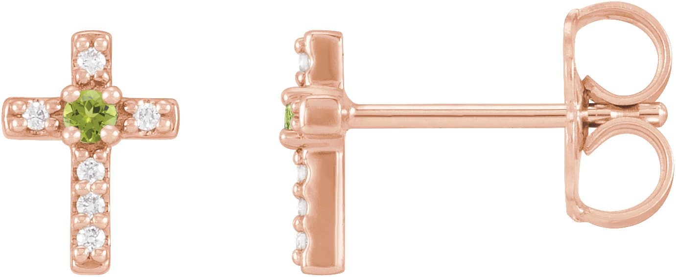 14K Rose 1/10 CTW Natural Diamond Cross Earrings