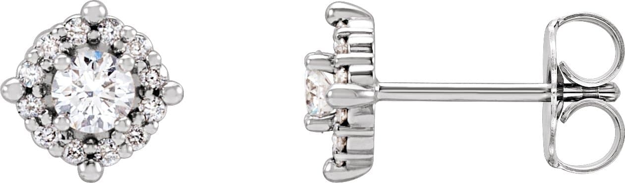 14K Rose 1/6 CTW Natural Diamond Halo-Style Earrings