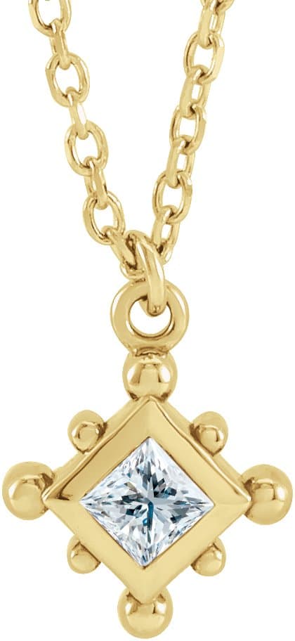 14K Rose Lab-Grown Alexandrite Bezel-Set Beaded 16-18 Necklace