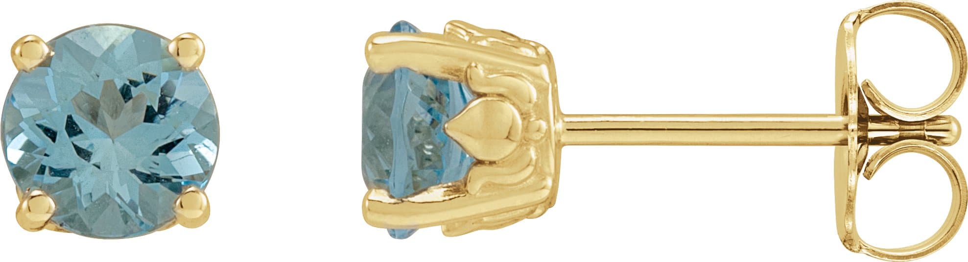 14K Rose 4.5 mm  Natural Aquamarine Floral Earrings