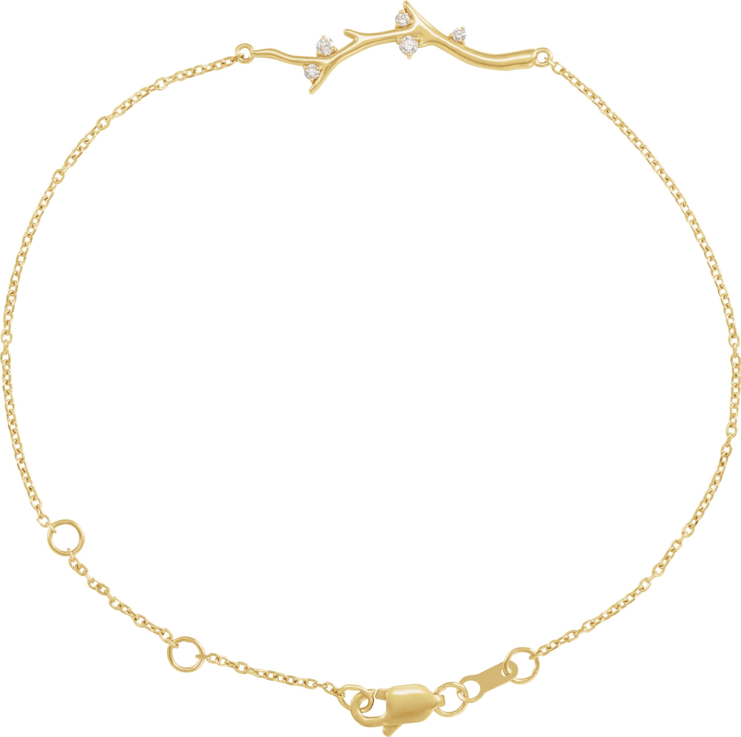 14K Rose .06 CTW Natural Diamond Branch Bar 6 1/2-7 1/2" Bracelet