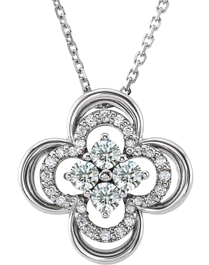 Platinum 1/3 CTW Natural Diamond Clover 18" Necklace
