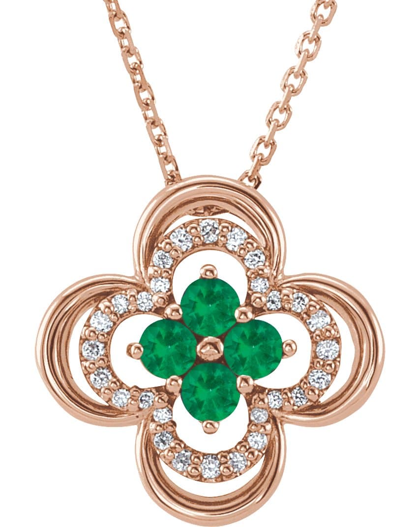 14K Rose 1/3 CTW Natural Diamond Clover 18 Necklace