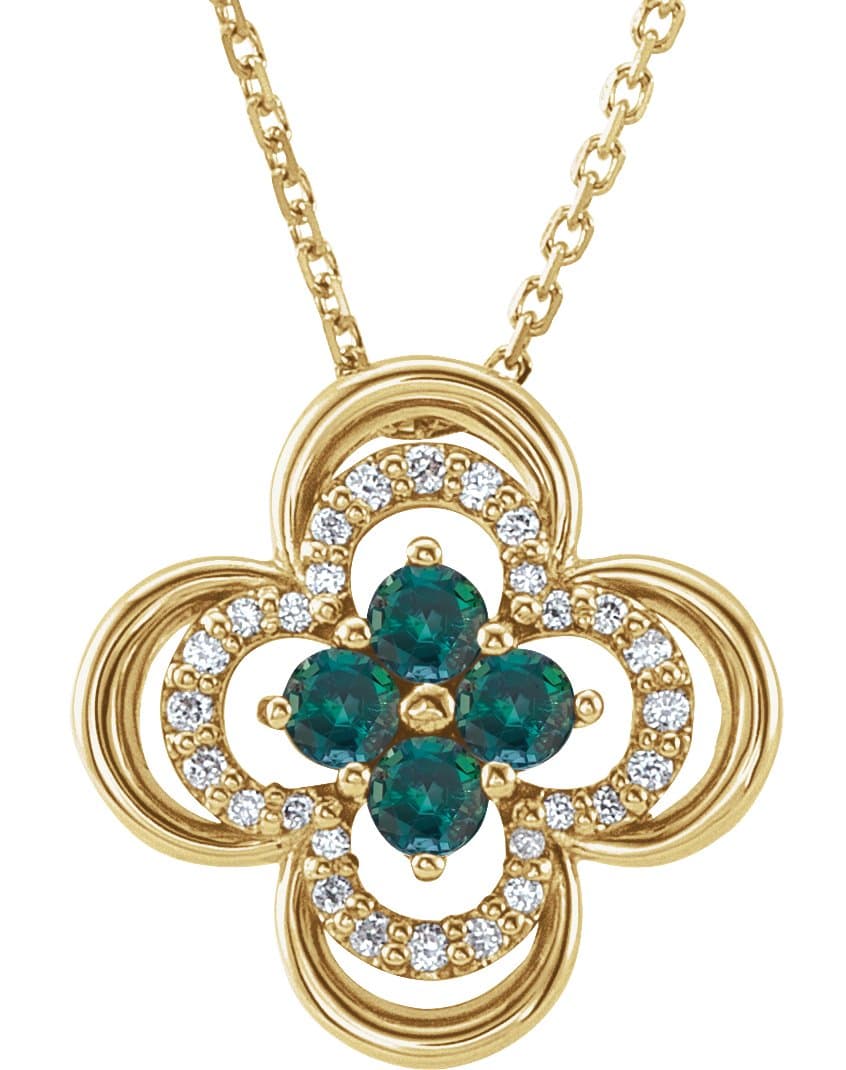 14K Rose 1/3 CTW Natural Diamond Clover 18 Necklace