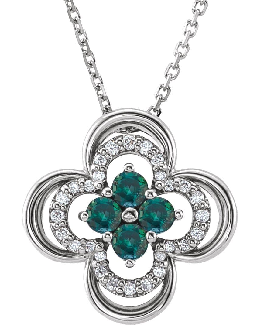 Platinum 1/3 CTW Natural Diamond Clover 18" Necklace