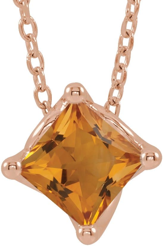 14K Rose 1/2 CT Natural Diamond Solitaire 16-18 Necklace