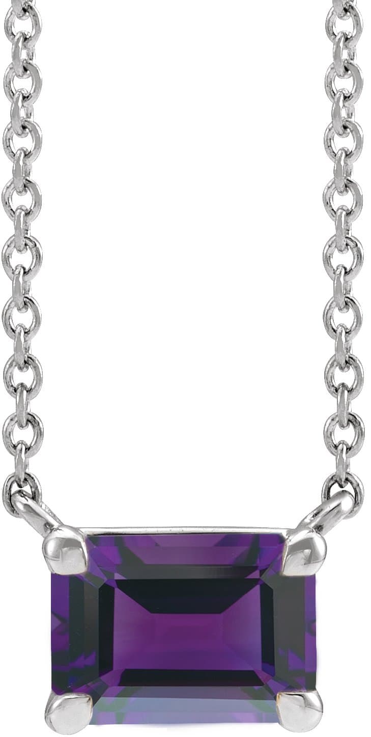 Sterling Silver Amethyst 18 Necklace