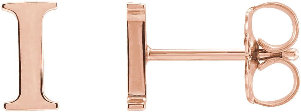 14K Rose Gold Single Roman Numeral C Earring