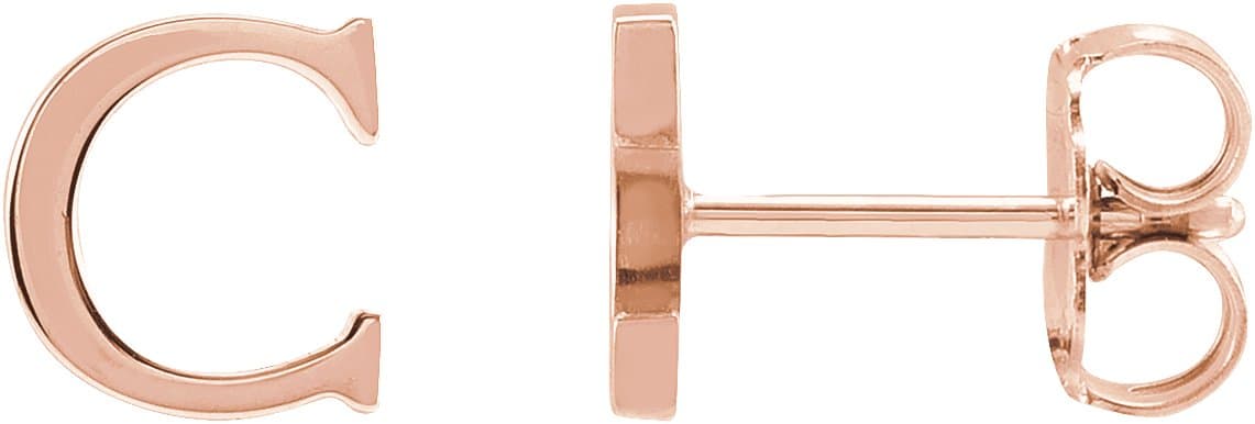 14K Rose Single Roman Numeral C Earring