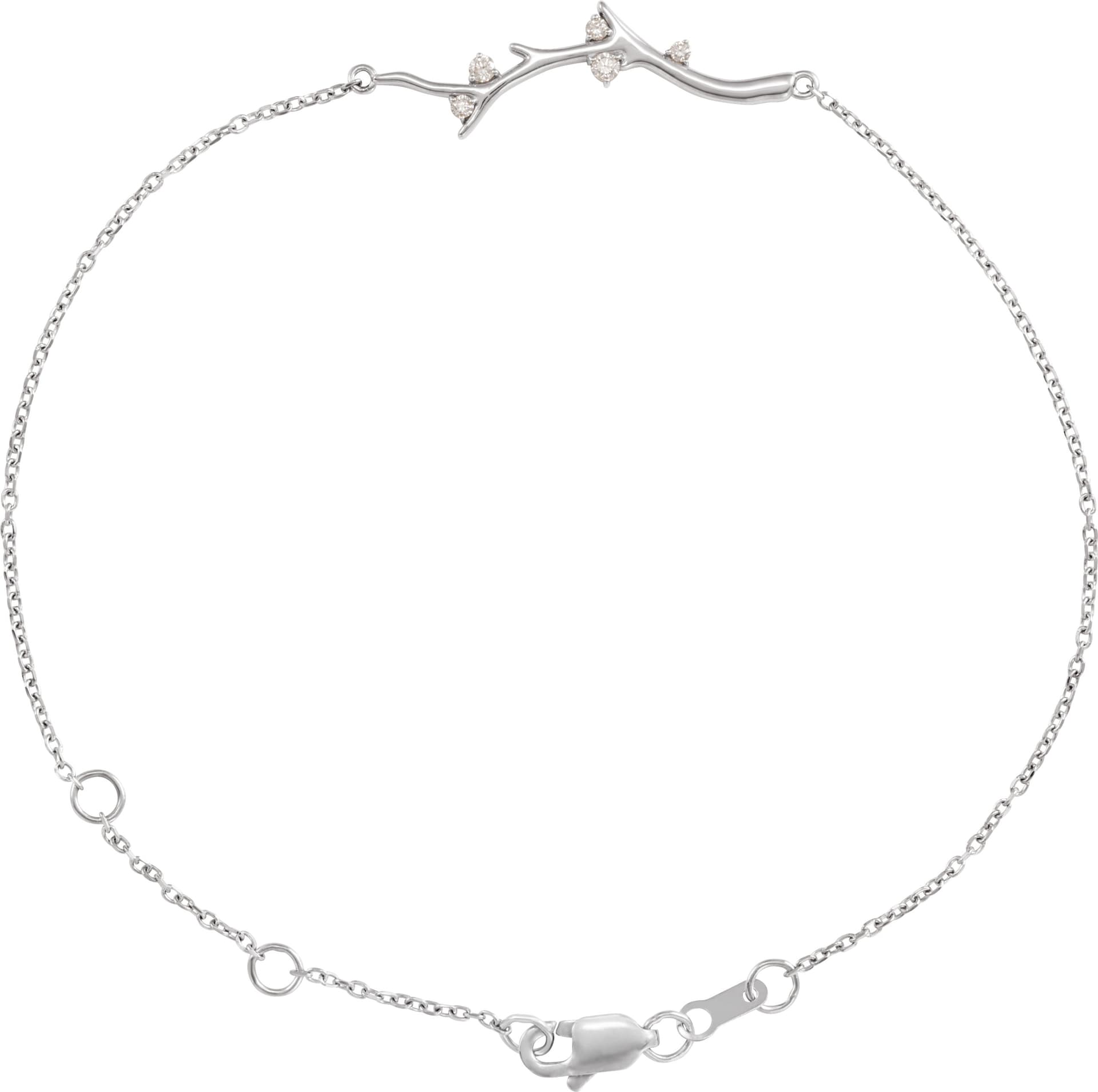 14K Rose .06 CTW Natural Diamond Branch Bar 6 1/2-7 1/2" Bracelet