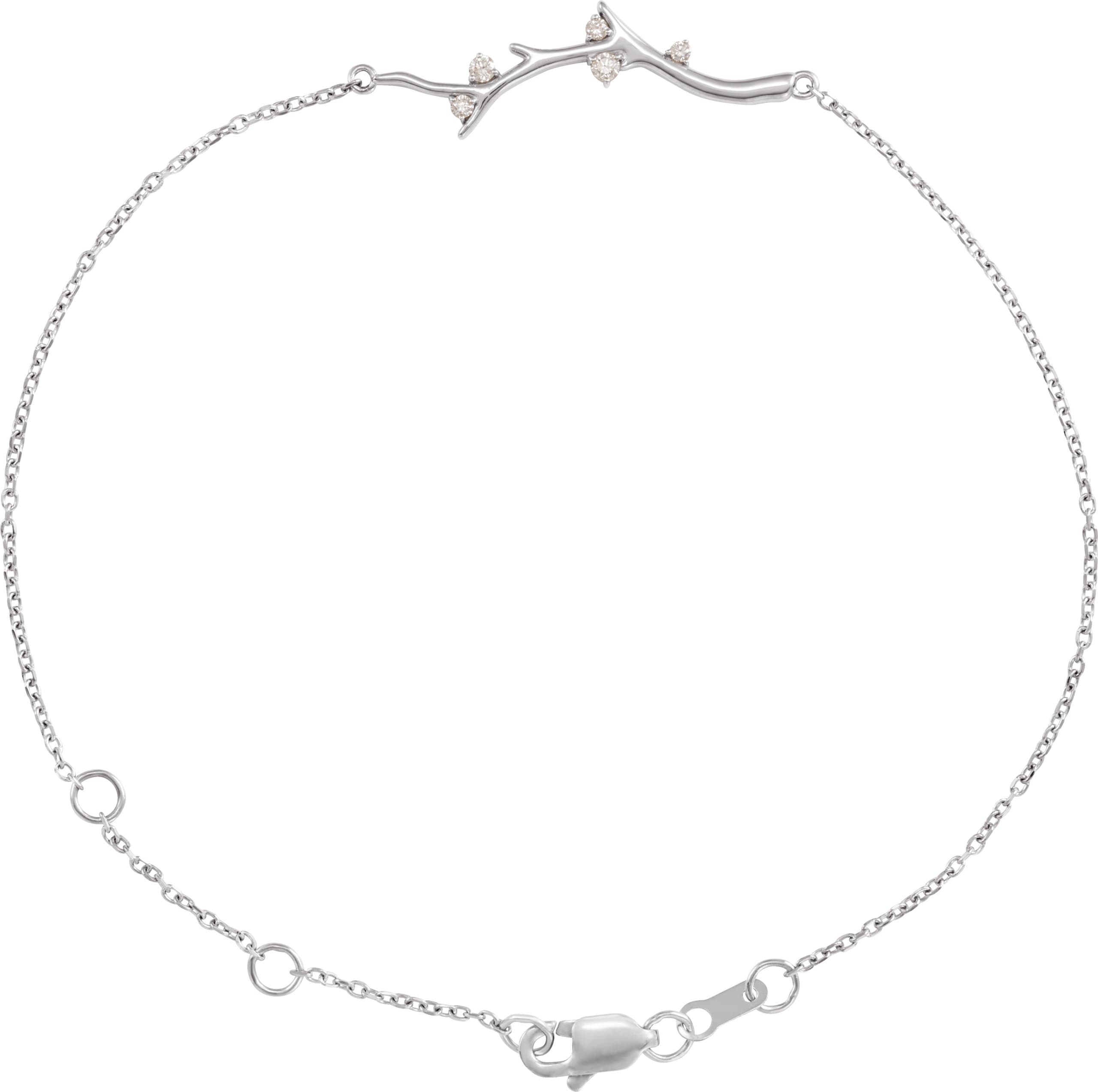 14K Rose .06 CTW Natural Diamond Branch Bar 6 1/2-7 1/2" Bracelet