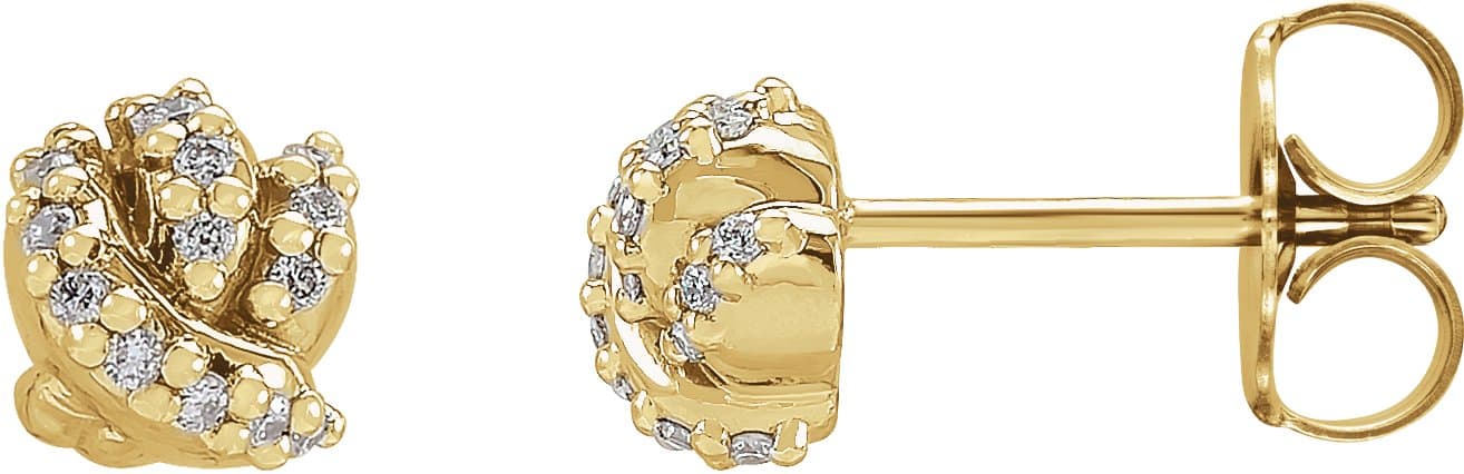 14K White .07 CTW Natural Diamond Knot Earrings