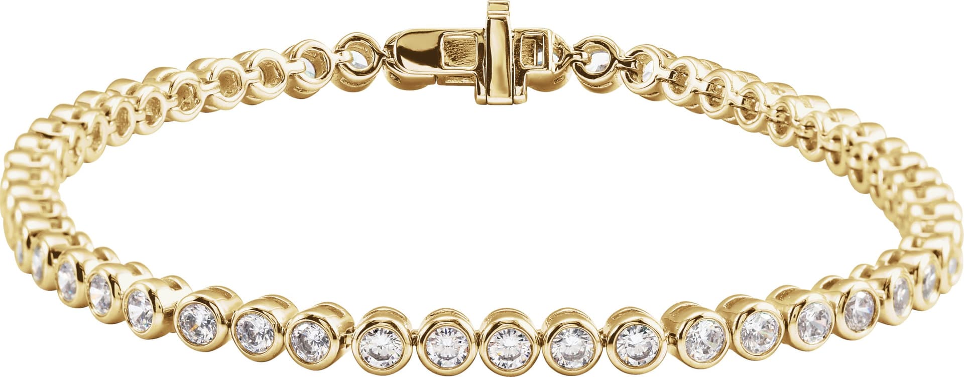 14K Yellow Gold 3 1/2 CTW Lab-Grown Diamond Bezel-Set 7" Bracelet