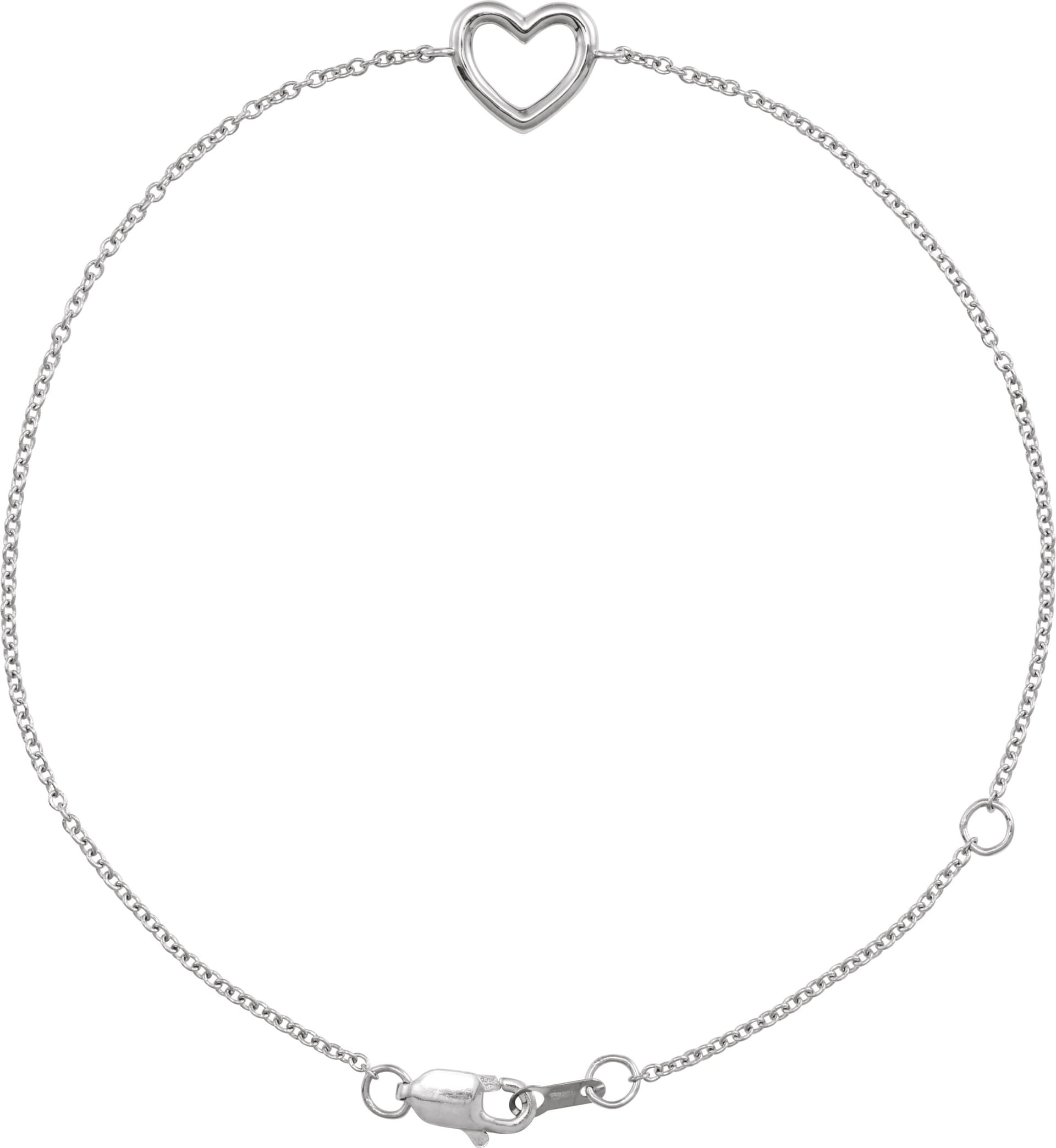 14K Rose Heart 6 1/2-7 1/2" Bracelet