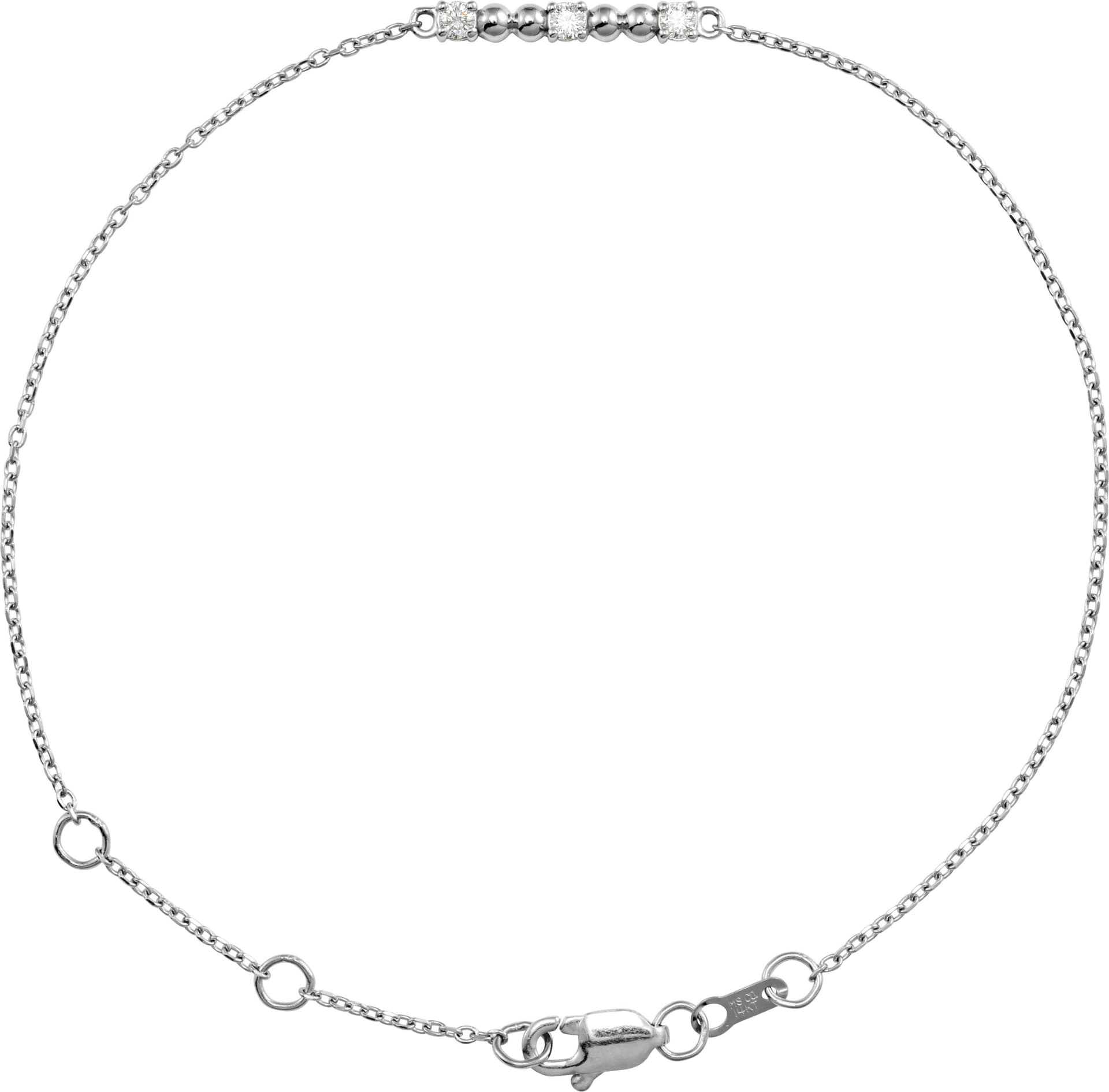 14K Rose 1/10 CTW Natural Diamond Beaded Bar 6 1/2-7 1/2 Bracelet