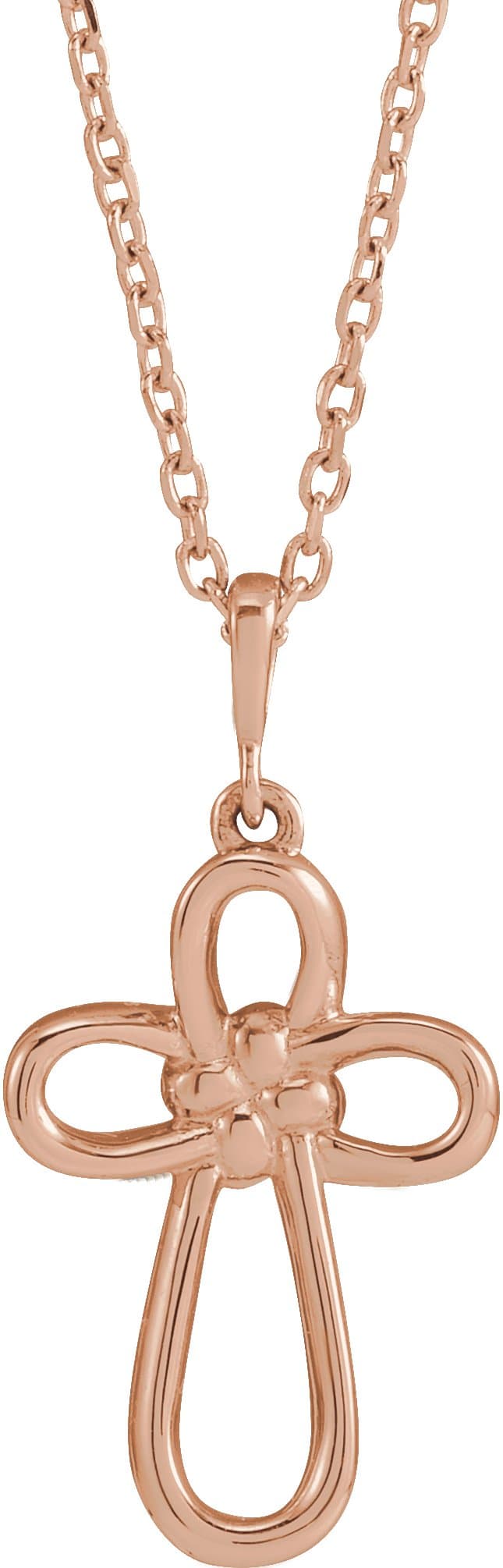 14K Rose Knotted Cross 16-18 Necklace
