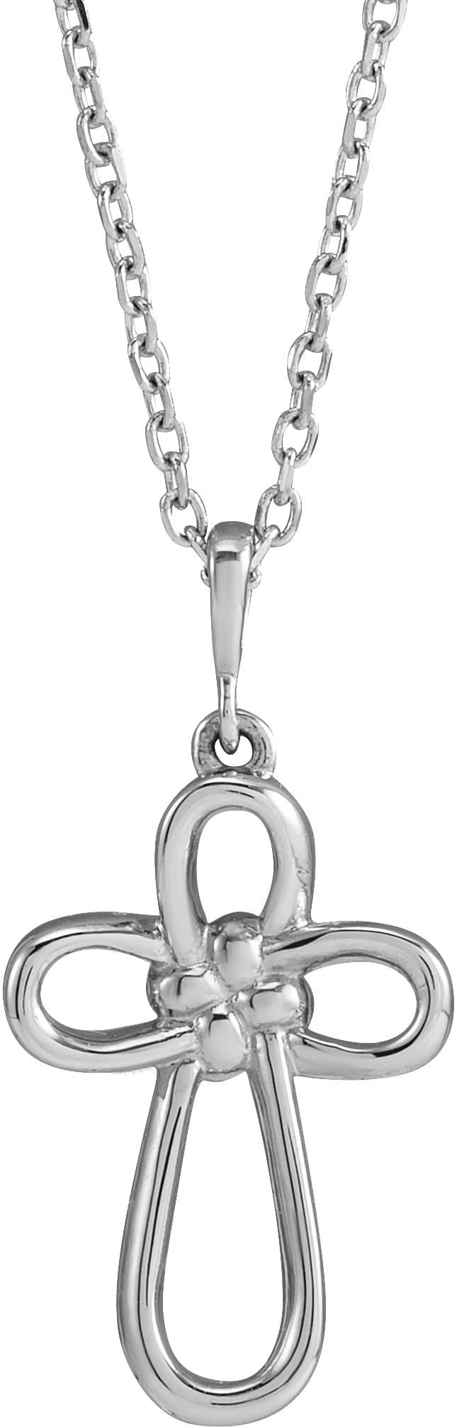 14K Rose Knotted Cross 16-18 Necklace