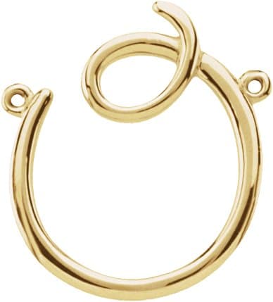 14K Rose Script Initial B Necklace Center