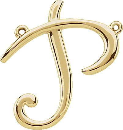 14K Rose Script Initial B Necklace Center