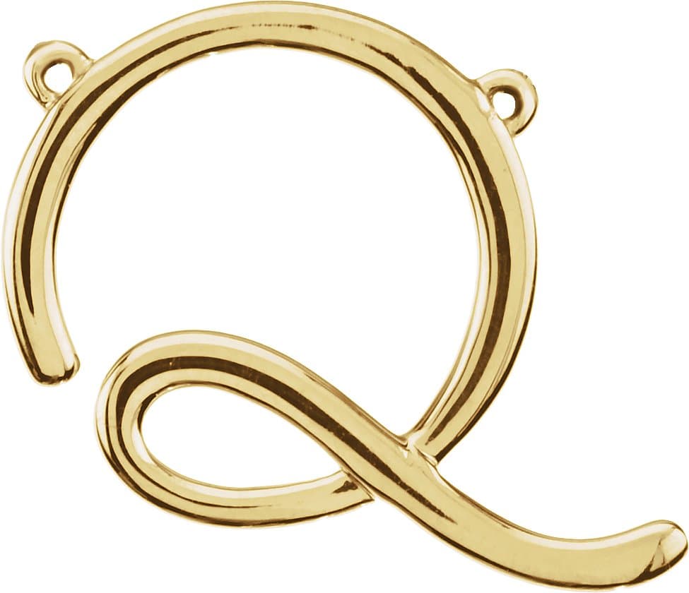 14K Rose Script Initial B Necklace Center
