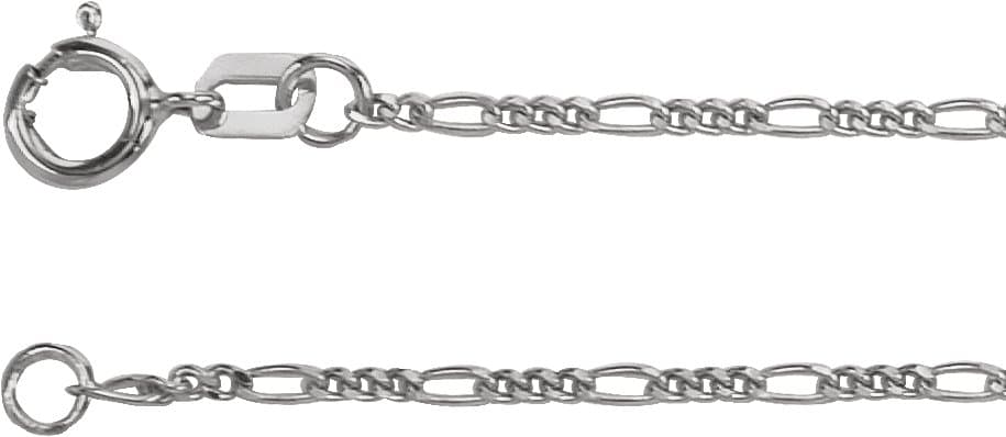 14K White 1.28 mm Figaro 16 Chain