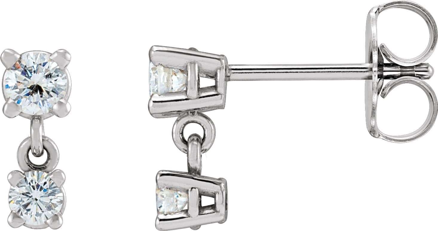14K Rose 1/3 CTW Natural Diamond Two-Stone Earrings