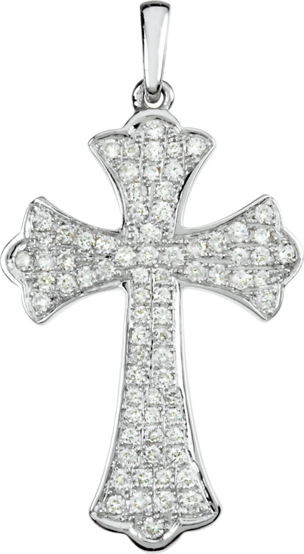 14K White 1/2 CTW Natural Diamond Micro Pavé-Style Cross Pendant