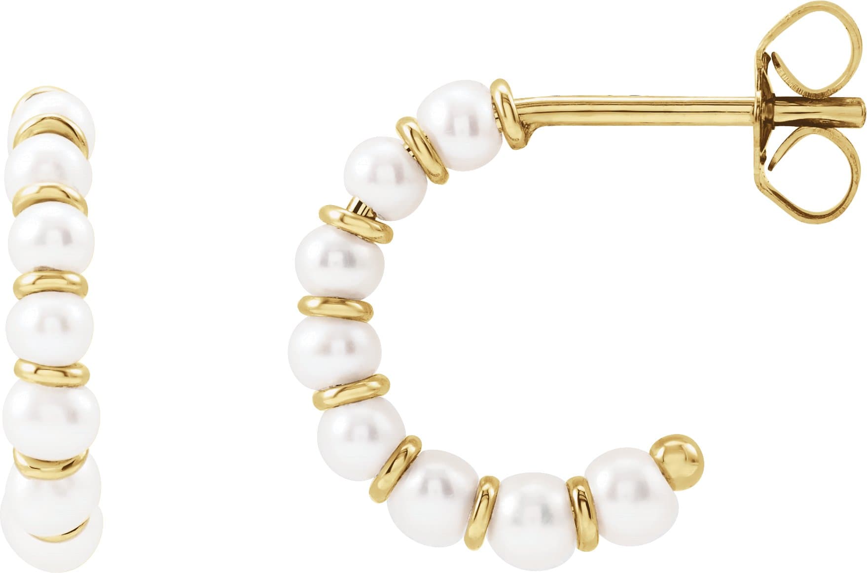 14K Rose Cultured White Freshwater Pearl 14.9 mm Hoop Earrings