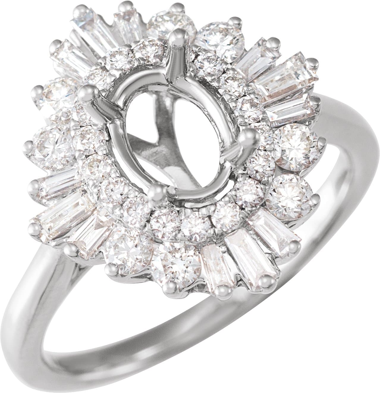 14K Rose Gold 7 x 5 mm Oval 3/4 CTW Natural Diamond Semi-Set Engagement Ring