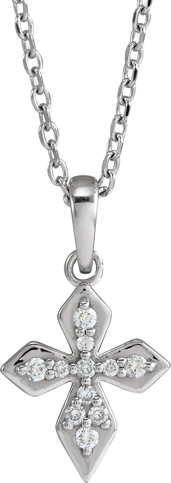 Platinum .05 CTW Natural Diamond Petite Cross 16-18 Necklace