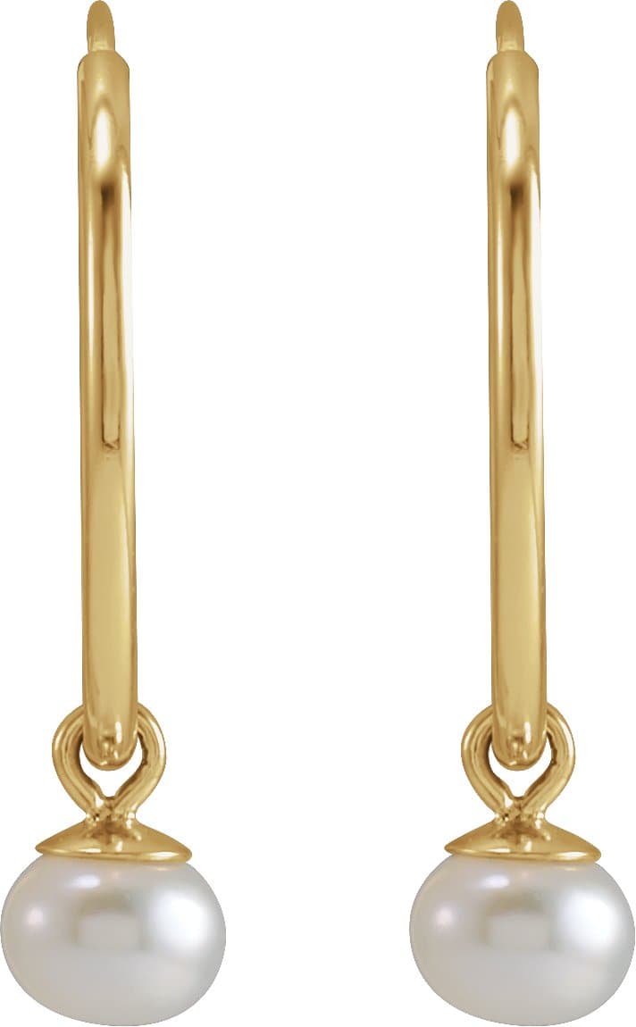 Pearl Endless Hoop Earrings view 2