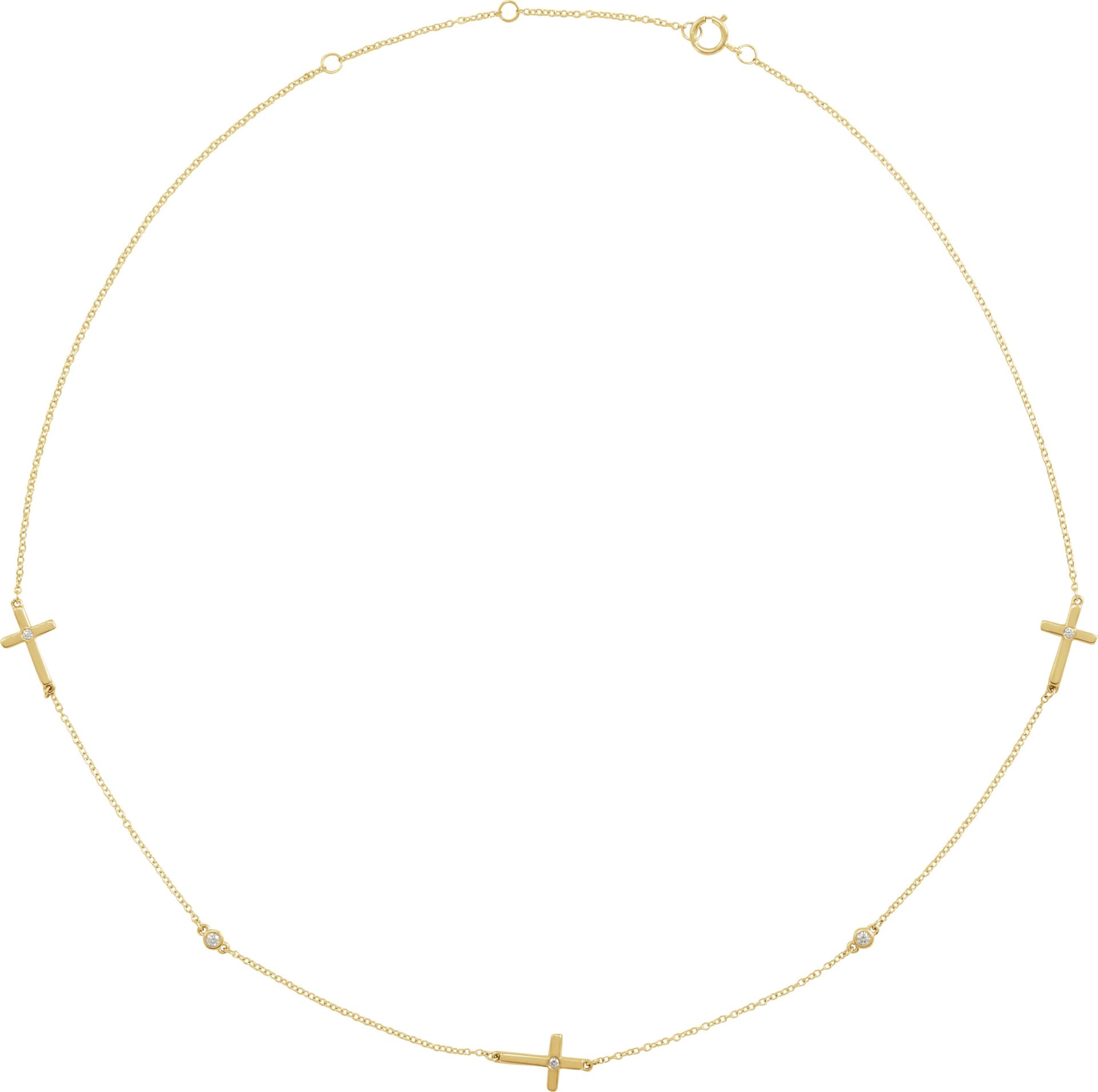 14K Rose 1/10 CTW Natural Diamond 5-Station Cross 16-18” Necklace