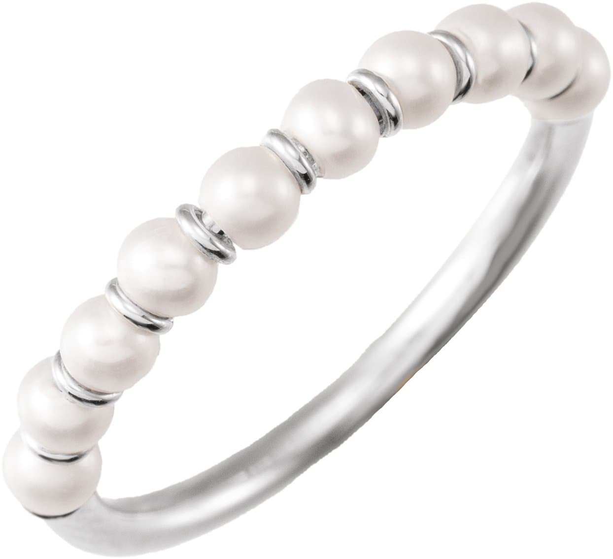 14K Rose Cultured White Freshwater Pearl Ring
