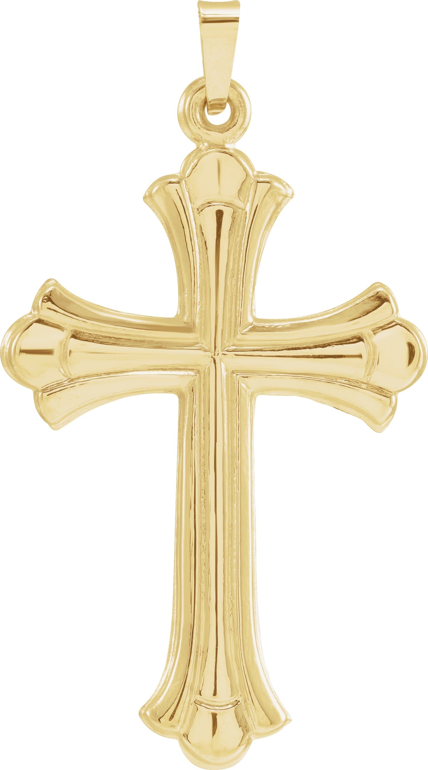 14K Yellow 33.8x17.7 mm Hollow Cross Pendant
