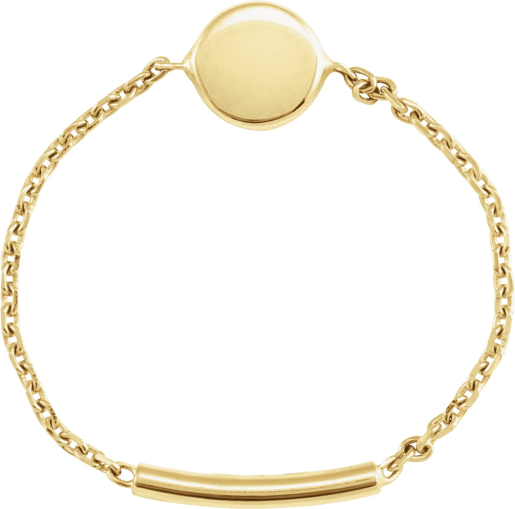 14K Yellow Disc Chain Ring Size 8