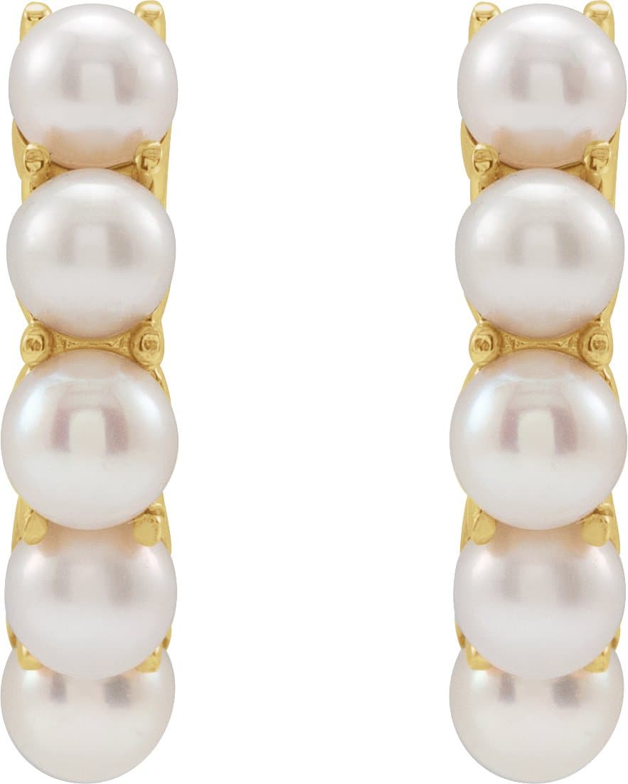 Pearl Huggie Earrings view 2