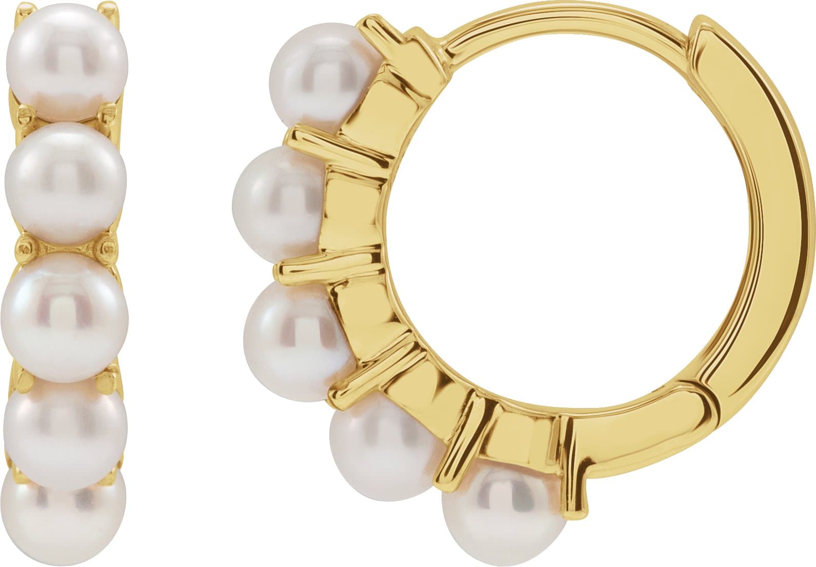 14K Rose Cultured White Freshwater Pearl 15.5 mm Huggie Hoop Earrings