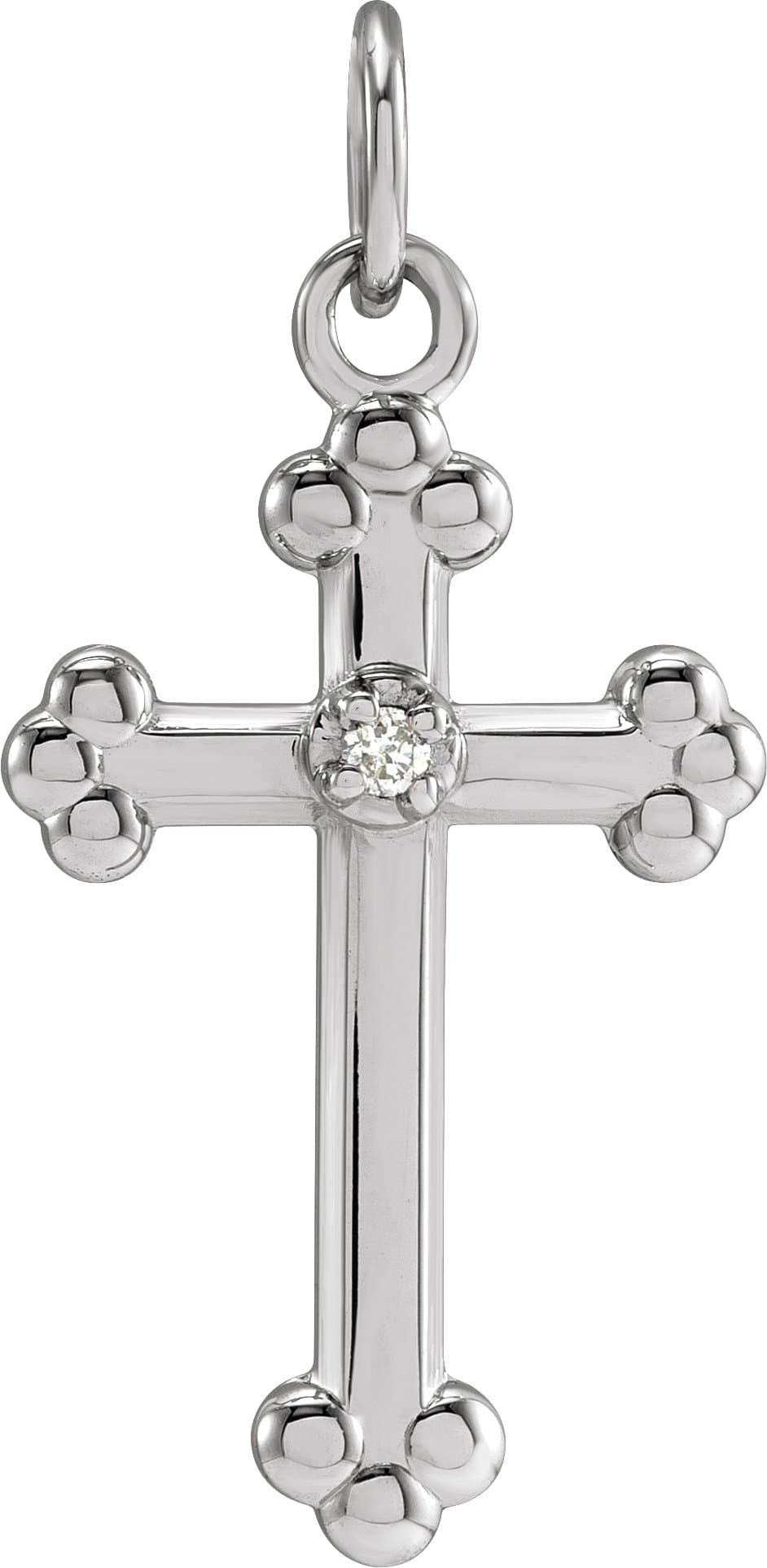 14K White .01 CTW Natural Diamond Cross Pendant