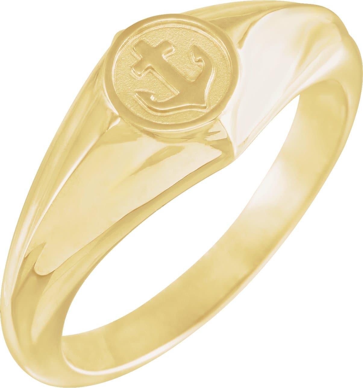 14K Rose Cross Anchor Ring