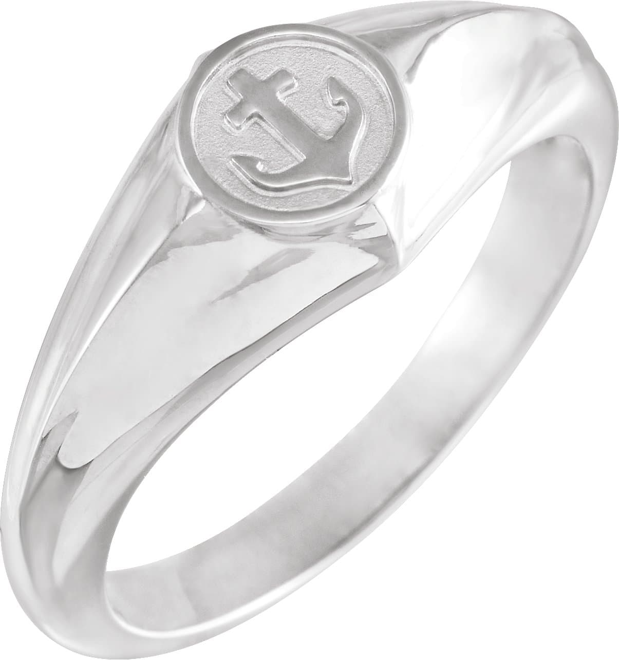14K Rose Cross Anchor Ring