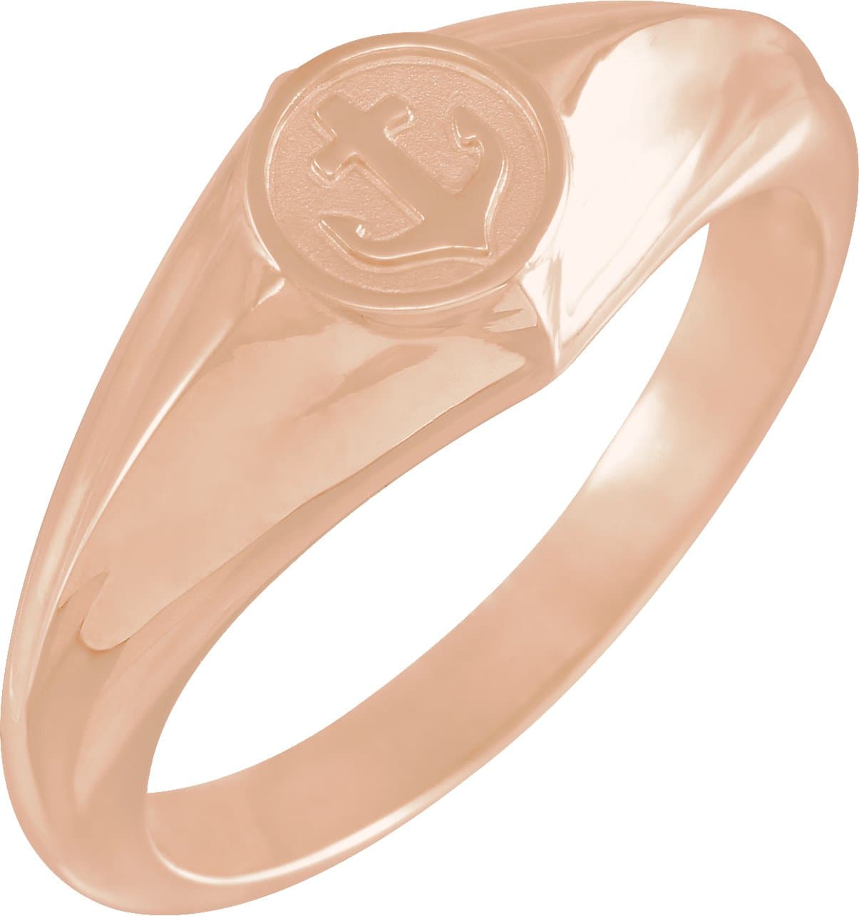 14K Rose Cross Anchor Ring